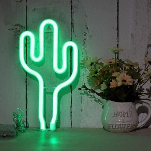 USB Battery Led Neon Light Cactus Shaped LED Decorative Neon Sign Night Light Holiday Art Lamp Colorful Home Rooms Decoration T