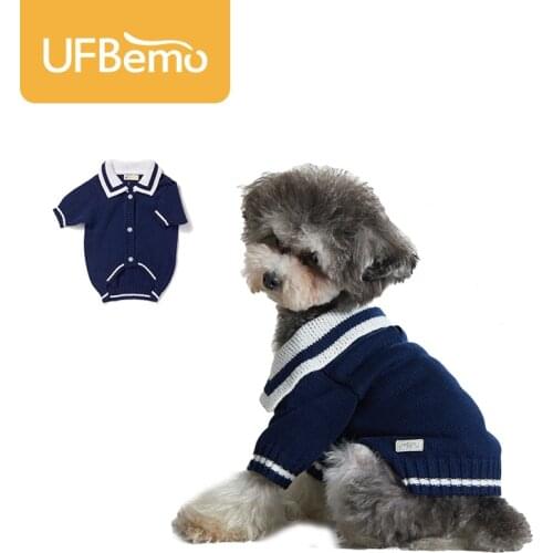 UFBemo Dog Sweater Cat Jersey Chien Clothes Cardigan Sweaters for Small Medium Chihuahua Christmas Puppy Navy Winter Cotton