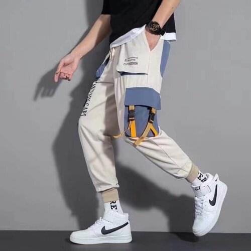Streetwear Men Street Style Fashion Pants Newest Ribbon Harem Pants Ribbons Hip Hop Men Casual Sweatpants Joggers Pants XXXL