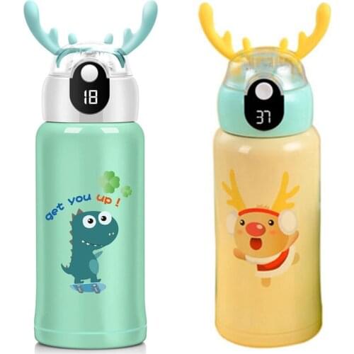 Smart Thermos Cup, Dual-Use Straw Cover, Vacuum Thermos Bottle, Temperature Display Childrens Water Bottle