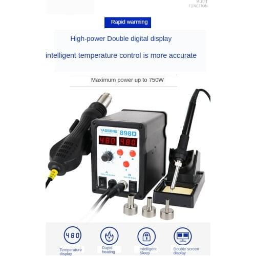 YAOGONG 898D LED digital display adjustable constant temperature electric soldering iron 2 in 1 hot air gun