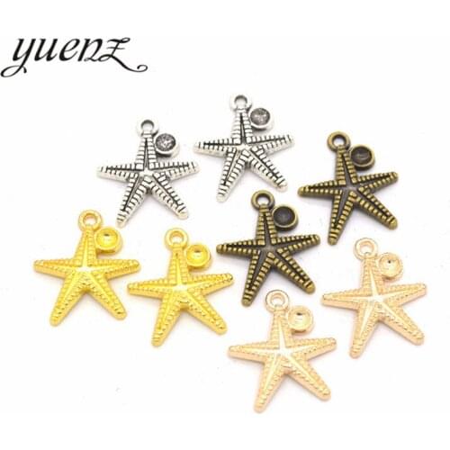 YuenZ 10pcs 4color Antique Sliver animal starfish Charm DIY metal charms for jewelry making 22*19mm D706