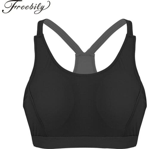 Women Medium Support Padded Bra for Yoga Gym Sports Fitness Solid Color Dance Wear Adult Ballet Gymnastics Short Tops