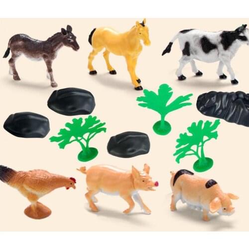 1Set Miniature Animal Realistic Anti-hit Bright Color Mini Farm Animal Model Set for Entertainment Christmas Handmade Crafts Toy