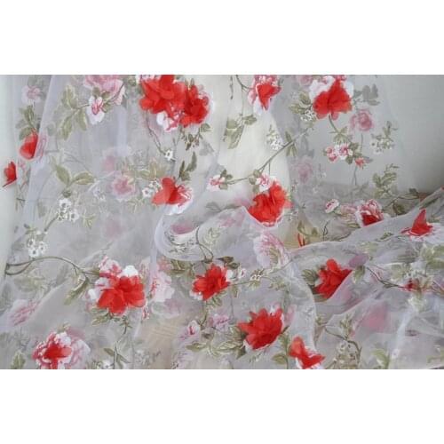 140*100cm red lady bridal Dress Applique DIY Headdress scarf veil 3D Embroidered Lace Fabric Patch curtain table cover free ship