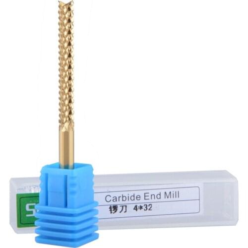 2pcs 4x32mm TiN Carbide Tungsten Corn Cutter cutting PCB milling bits end mill CNC router bits for Engraving machine