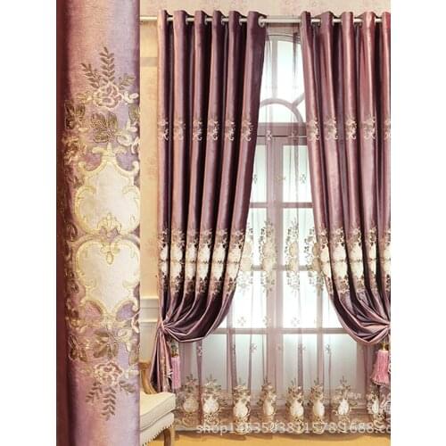 2021 curtian for living dining room bedromm Luxury noble purple Italian velvet gold thread velvet embroidered blackout curtains