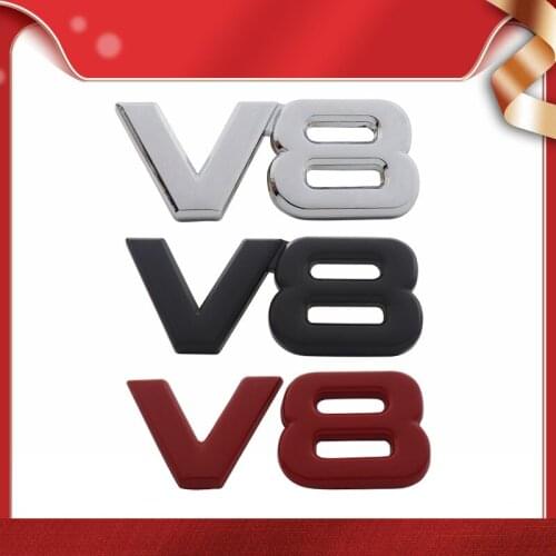 3D Premium V8 Engine Displacement for car Side Wing Hood Fender trunk Rear Bonnet Nameplate Decal Emblem Badge Sticker