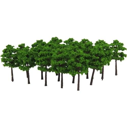 40PCS Plastic Model Trees Train Railroad Scenery Wargame Diorama 1:250 Dark Green