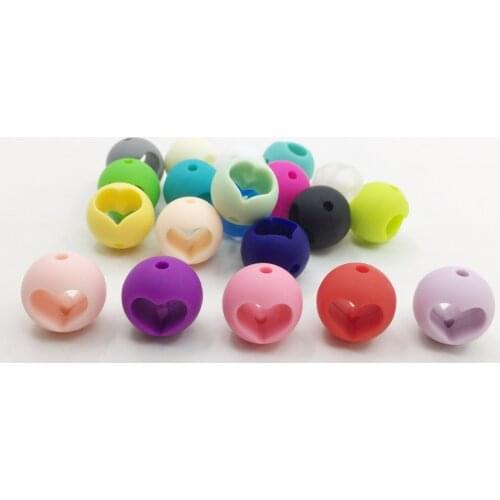 50Pcs/Lot Round heart shape Silicone Beads Baby Teething Pacifier Chain DIY Teethers Food Grade Silicone