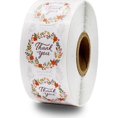 500pcs Round flower seal label Thank You Sticker for Business Packing Label handmade Scrapbooking Stickers Wedding Party decor
