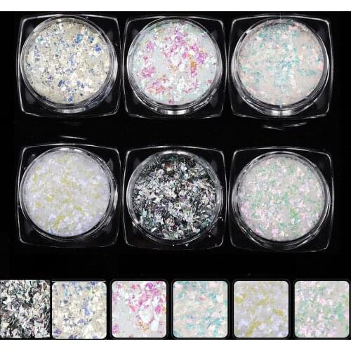 6Colors/Set Chameleon Flakes Nail Sequins Irregular Glitter Nail Powder Magic Manicure Mermaid sequins#diy 6PC