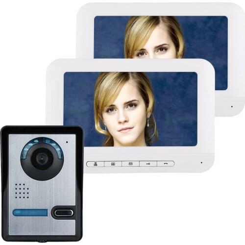 7 Inch TFT 2 Monitors Video Door Phone Doorbell Intercom Kit 1-camera 2-monitor Night Vision with IR-CUT HD 700TVL Camera