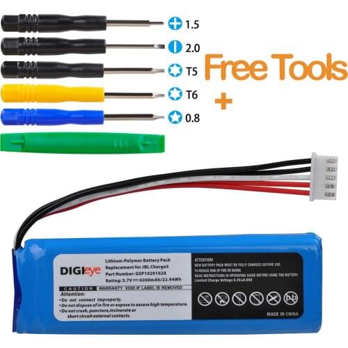 3.7V 6200mAh Battery GSP1029102A for JBL Charge 3 Portable Speaker
