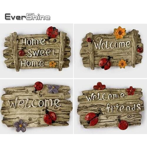 EverShine 5D DIY Diamond Embroidery Text Full Drill Square Diamond Painting Landscape Rhinestones Mosaic Cross Stitch Home Decor