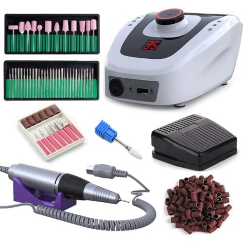 35000 RPM 32W Electric Nail Drill Machine Set Manicure Pedicure Machine Nail Accessory Tools Set Nail File Nail Drill Bit Kit