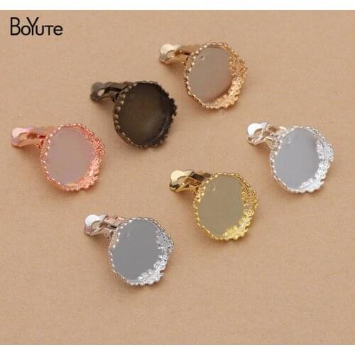 BoYuTe (20 Pieces/Lot) Fit 15MM Cabochon Stone No Pierced Ear Clip Earring Blank Tray Base Diy Handmade Jewelry Accessories