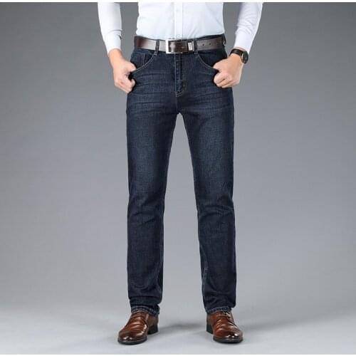 BROWON Brand 2020 Autumn Winter Jeans Men New Mid Loose Straight Heavyweight Men Denim Trousers Business Casual Men Jeans Pants