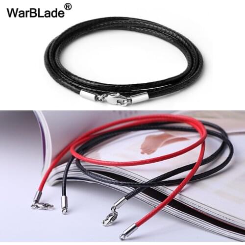 1.5mm 2mm 3mm Black Necklace Cord Leather Cord Wax Rope Chain 316L Stainless Steel Lobster Clasp Men Women DIY Necklace Jewelry