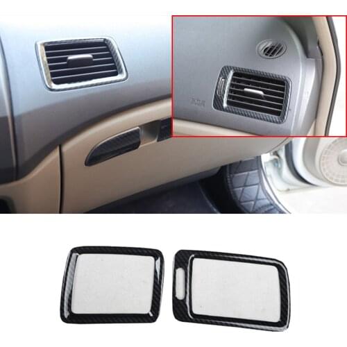 FOR HONDA Civic 8th 2006-2011 2pcs ABS carbon fiber console air outlet vent cover trim