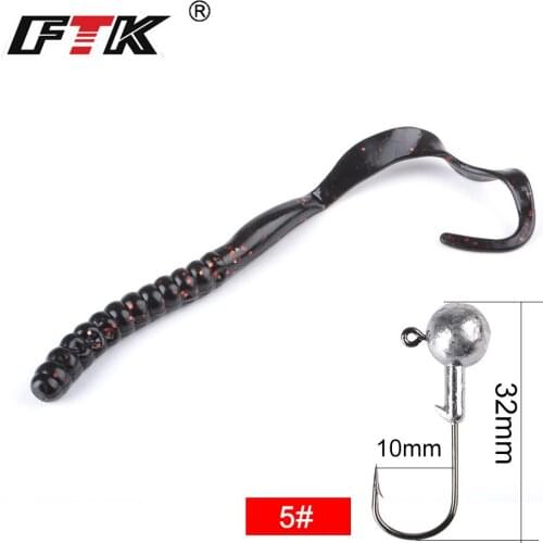 FTK Fishing Lure Maggot Bait Jigging Lure Wobbler Carp 8 pcs/lot Earthworm Bite Grub Soft Lure Fishing Hook Lead Head Tackle