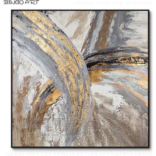 Artist Hand-painted High Quality Modern Abstract Oil Painting on Canvas Fashion Fine Art Abstract with Gold Foil Oil Painting