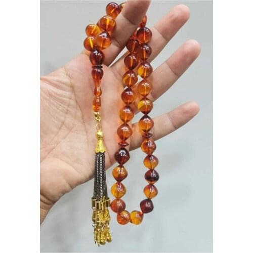 Islamic Tasbih Muslim Rosary Beads 33 Prayer Rosary For Men Bracelet For Men Accessory amber oltu amber stone Handmade Turkey