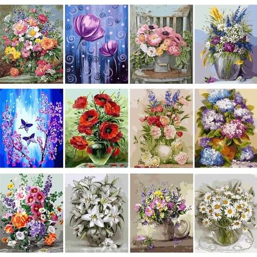 Schilderij Van Nummers Bloemen Canvas Tekening Figuur Olieverf Handgeschilderd Home Decor Gift Painting By Numbers diy 40x50cm