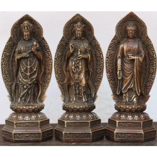 China brass West Fong three Saint Buddha crafts statue