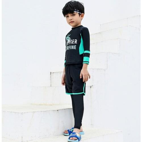 Korean fashion surf swim long sleeve kids rashguard upf 50 shirt+pants+shorts baby boys/girls rash guard swimwear