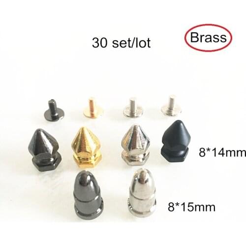 30 set Metal Bullet Rivet Studs 8*14mm / 8*15mm Screw In Rivet Brass DIY Spike Studs,Handbag Accessories,Leathercrafts Hardware