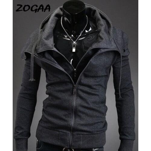 Zogaa 2019 Fashion Autumn Hooded Coat Men Casual Cardigan Sweater Jacket Plus Size S-3XL Zipper Street Mens Jackets and Coats