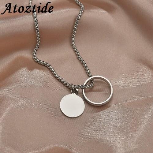 Atoztide Fashion Pendants Engraved Name DIY Customized High Quality Stainless Steel Necklaces For Men Women Anniversary Gift