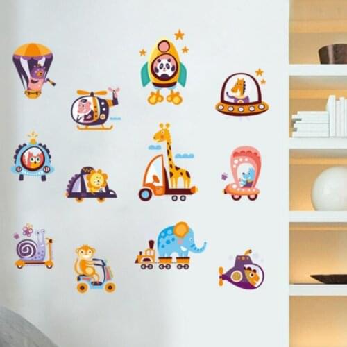 Cartoon small animals sea, land and air kindergarten layout childrens room decoration wall stickers removable cartoon stickers