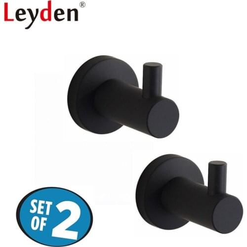 Leyden Black Stainless Steel Clothes Hook Wall Mounted Bathroom Accessories 1PC/ 2PCS Robe Hook Towel Hook Hanger Bath Hardware