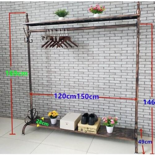Landing display rack of retro Tieyi clothing store, clothes hanger rack of Zhongdao in mens and womens loading rack