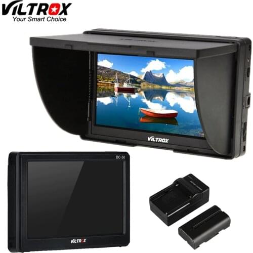 Viltrox DC-50 Portable 5'' Clip-on LCD HDMI HD Video Camera Monitor &Battery&Charger for Canon Nikon Sony DSLR BMPCC