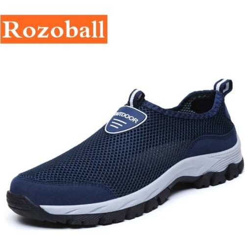 Casual Men Sport Shoes Plus Size Outdoor Mesh Sneakers Men Light Running Shoes Breathable Slip On Sneakers Dropshipping Rozoball