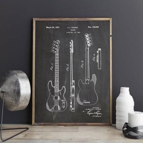 Precision Bass Patent,Fender Guitar,wall poster,room decor,vintage print,blueprint,Musician gift idea, music Decorations