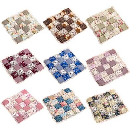 Multicolor Stitching Cushion Cushion Dining Chair Cushion Lace Cushion Pastoral Style Sofa Cushion Small Fresh Square Cushion