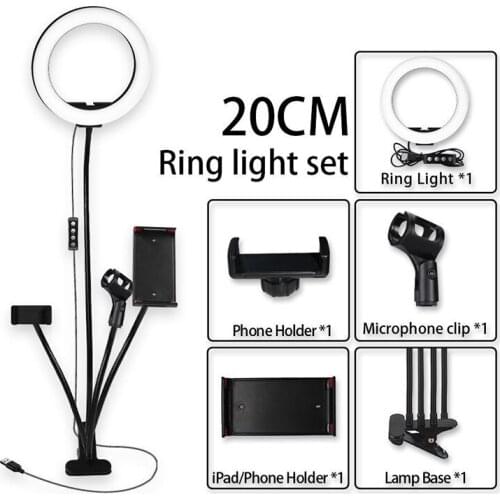 LED Photography Fill Lighting Tripod Stand Camera Photo LED Ring Fill Light Studio Selfie Makeup Lamp with Phone Tablet Stand