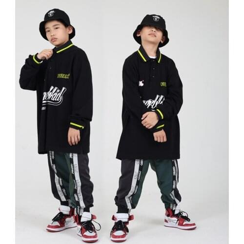 Hip Hop Dance Clothes For Children Rave Outfit Black Street Dancewear Kids Joggers Performance Costume Kpop Outfits DL7282