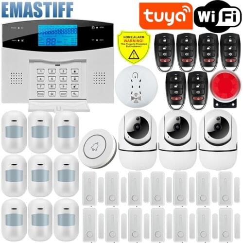 Tuya WiFi GSM PSTN home Security Protection smart Alarm System LCD screen Burglar kit Mobile APP Remote Control Arm and Disarm