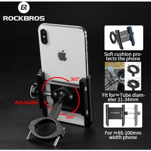 ROCKBROS Bike Phone Holder Motorcycle Electric Bicycle Phone Holder 360 Rotation Car Fixed Navigation Bracket Bike Accessories