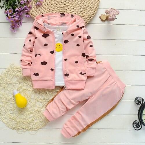 Baby Spring Autumn Clothes Set Toddler Infant Newborn Clothes Girls Outfit Suits Cartoon Children Kids Hoodie +t-shirt+Pants