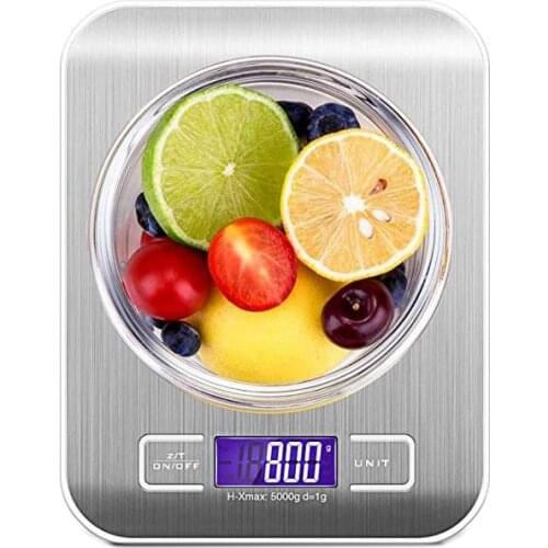 High Precision Electronic Kitchen Scales 5kg/1g LCD Digital Food Scale Stainless Steel Weight balance Scale Tool Libra silver