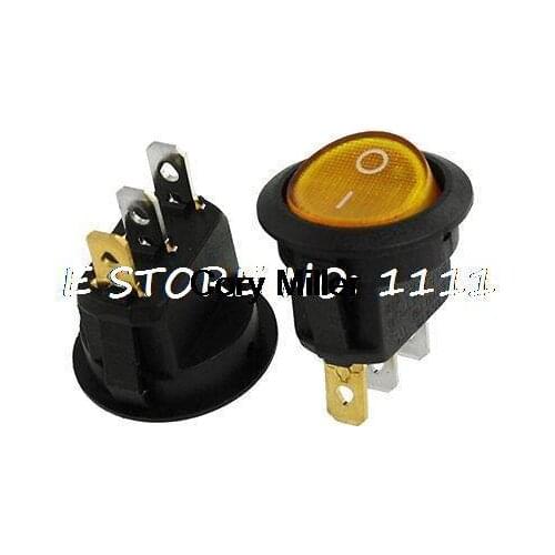 Yellow Light Illuminated ON/OFF 2 Position SPST Round Boat Rocker Switch