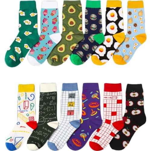 Women Happy Funny Socks New 2020 Spring Summer Art Cute Avocado Sushi Omelet Food Cotton Fashion Harajuku Socks Women