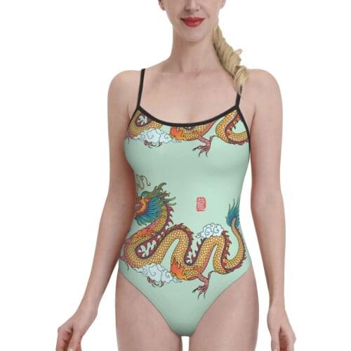 Women 2021 Exotic Bikinis Chinese-dragon-colorful Women Swimsuit One-Piece womens top Chinese Art Women bathing suit SwimSuit