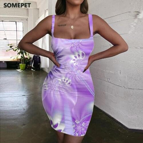 SOMEPET Pattern Dress Women Abstract Sundress Creativity Ladies Dresses Art Halter Sleeveless Womens Clothing Club Vintage Beach